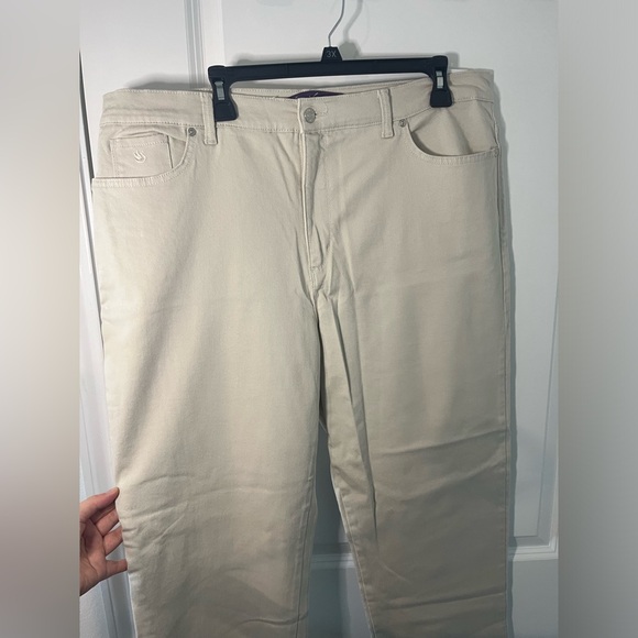 Gloria Vanderbilt Cotton Spandex Amanda Khaki Light Tan Logo Pockets Pants Sz 18 - Picture 5 of 12